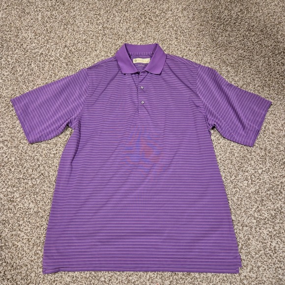 Donald Ross Other - Donald Ross Polo Shirt Mens Large Purple Striped Golf Short Sleeve Logo 1910